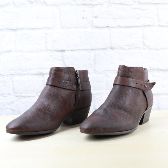 Clarks Shoes - Clarks Boylan Dawn Brown Leather Side Zipper Soft Ankle Boot Size US 8 M